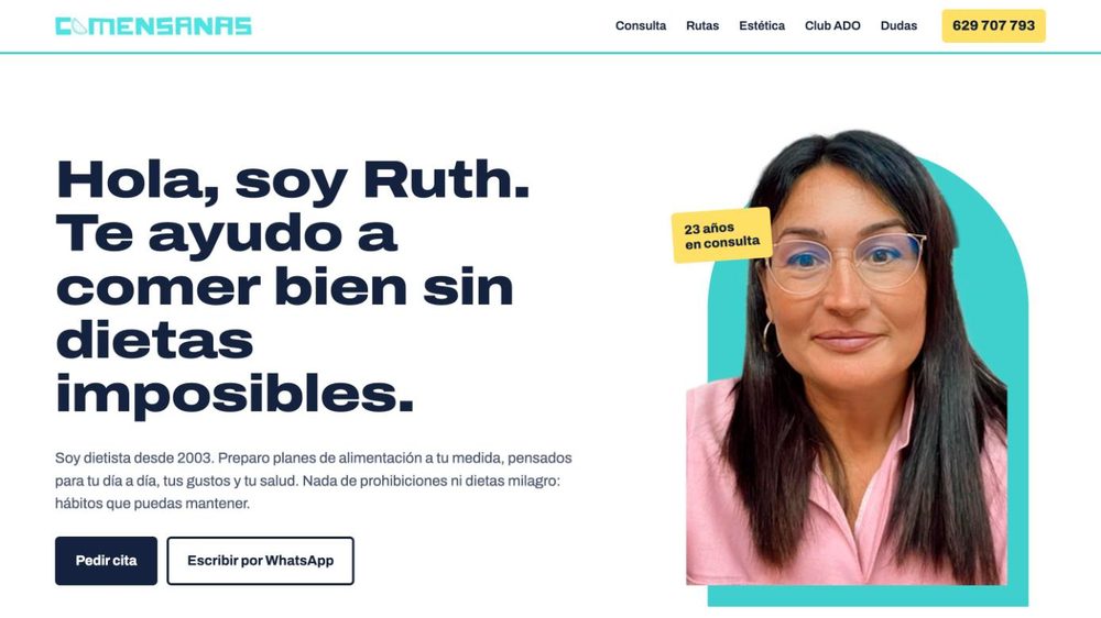 Página de inicio de la web de Comensanas